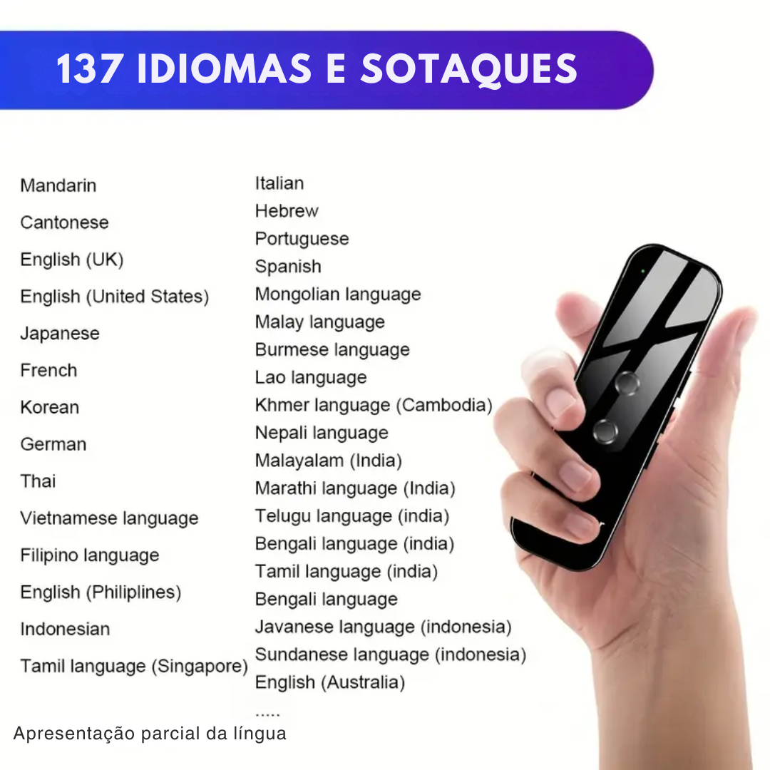 Traductor de Idiomas Portátil ten una comunicação instantânea em viagens e negócios®