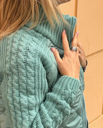 Casaco casual de manga comprida com fecho de correr para mulher